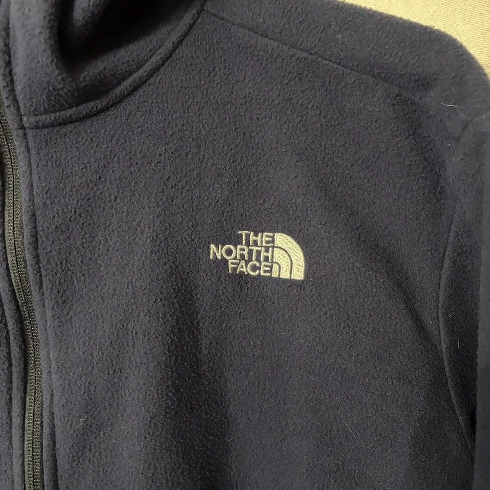 The North Face Men's Long Sleeve Full Zip Fleece Jacket XL Blue Zip Pockets Hood